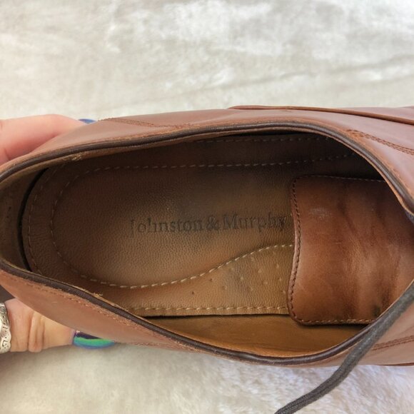 Johnston & Murphy Leather Lace Up Dress Shoes Rust Color Size 8.5 - Picture 8 of 16